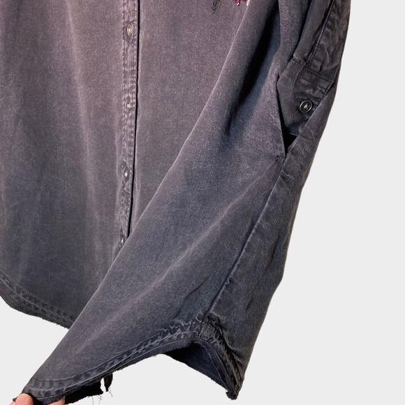 Zara Basic Denim Z1975 Embroidered Dress Sequin XS ButtonDown Collared Oversized - Picture 7 of 16